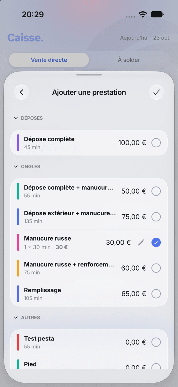 Catalogue des prestations dans la caisse