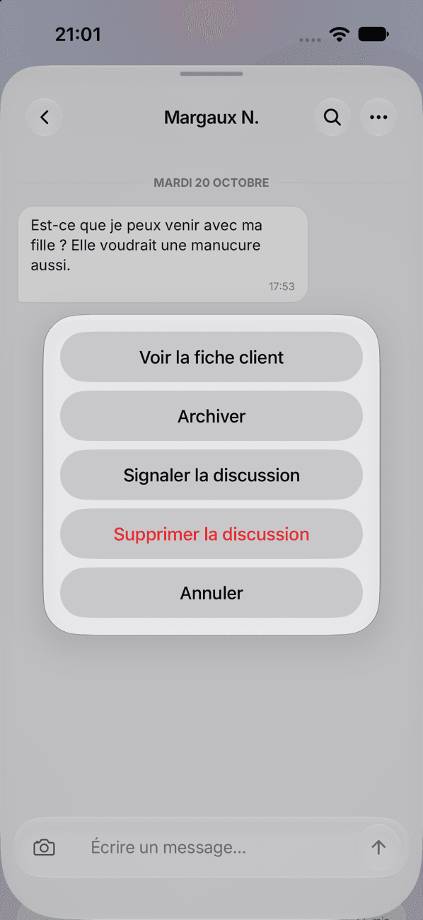 Actions sur une conversation