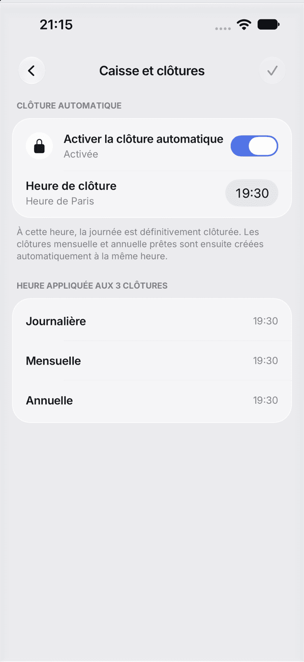 Réglage de la clôture automatique