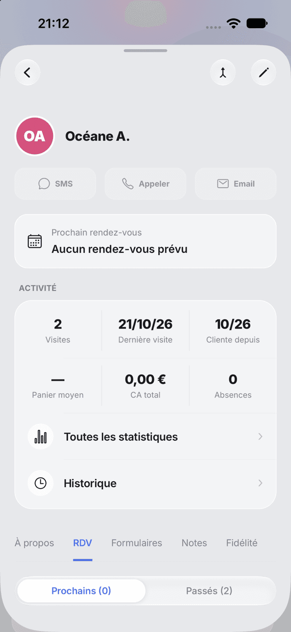 Fiche d'une cliente