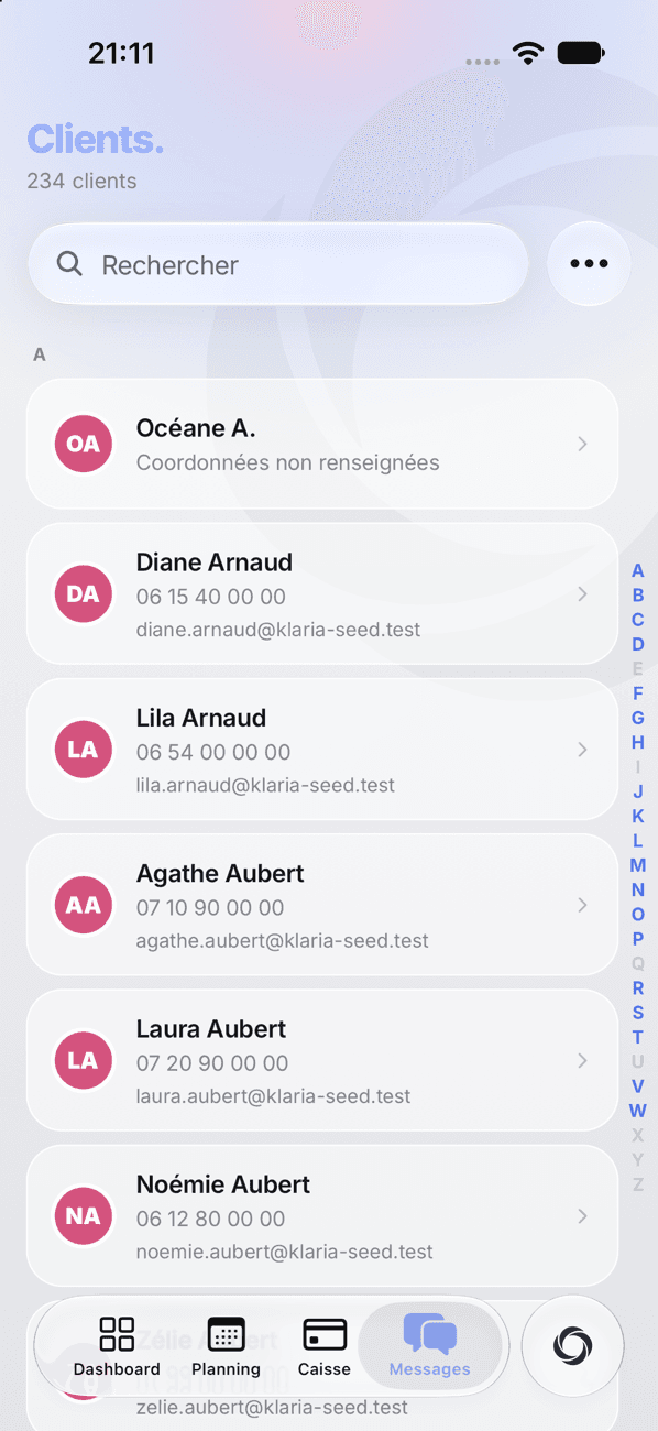 Liste des clientes