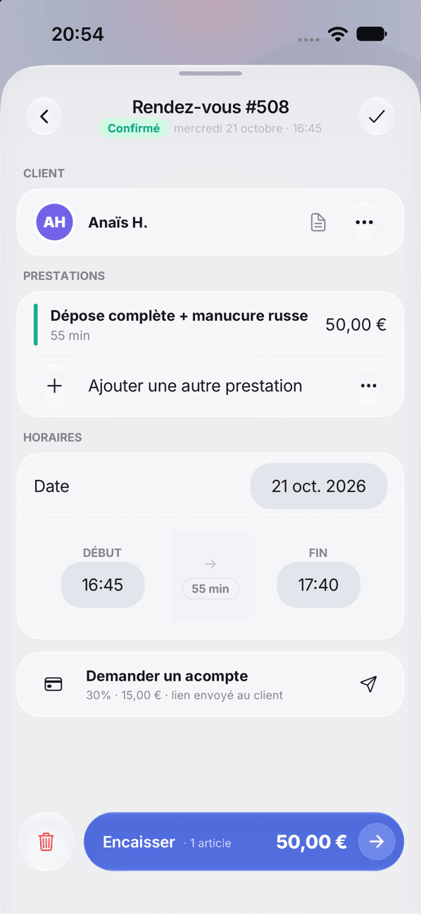 Fiche d'un rendez-vous