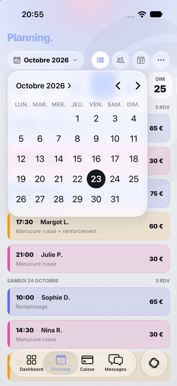 Calendrier du planning
