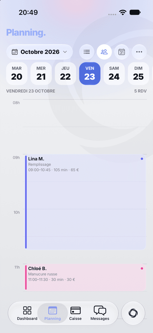 Planning Ikaly, vue jour