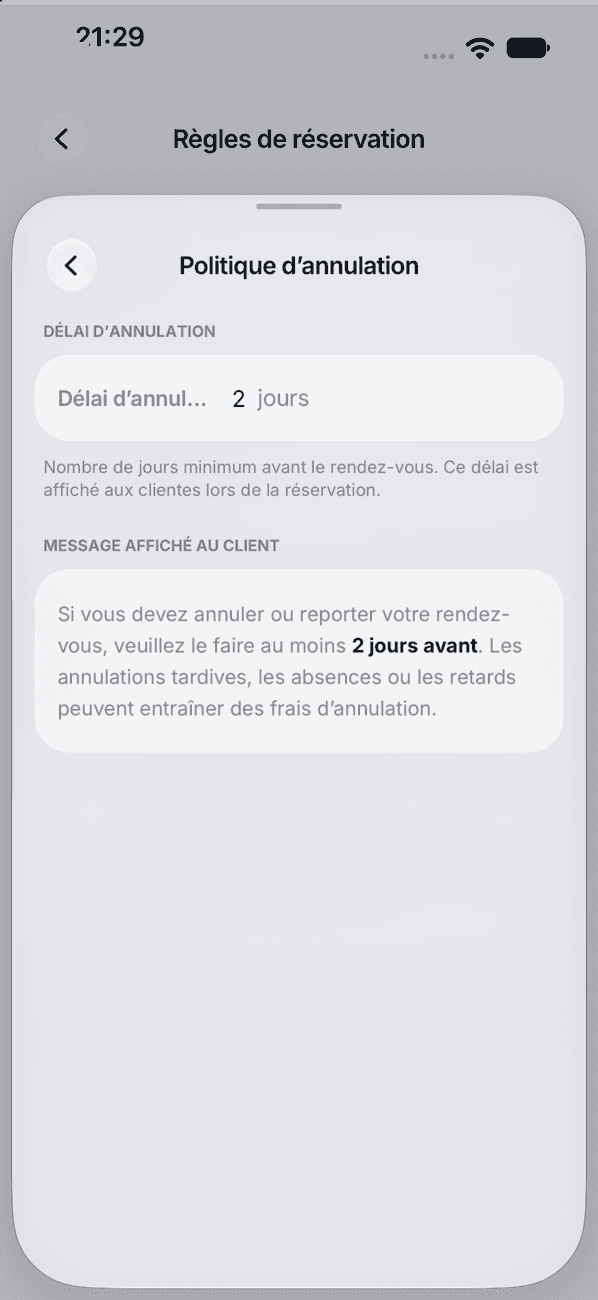 Politique d'annulation