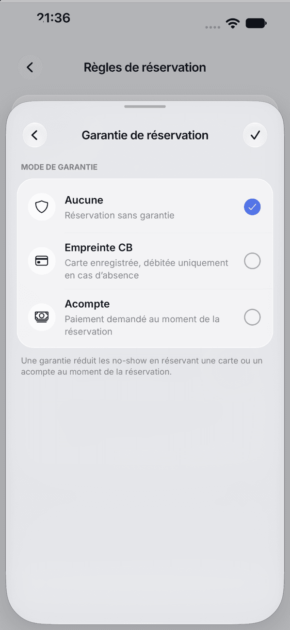 Garantie de réservation