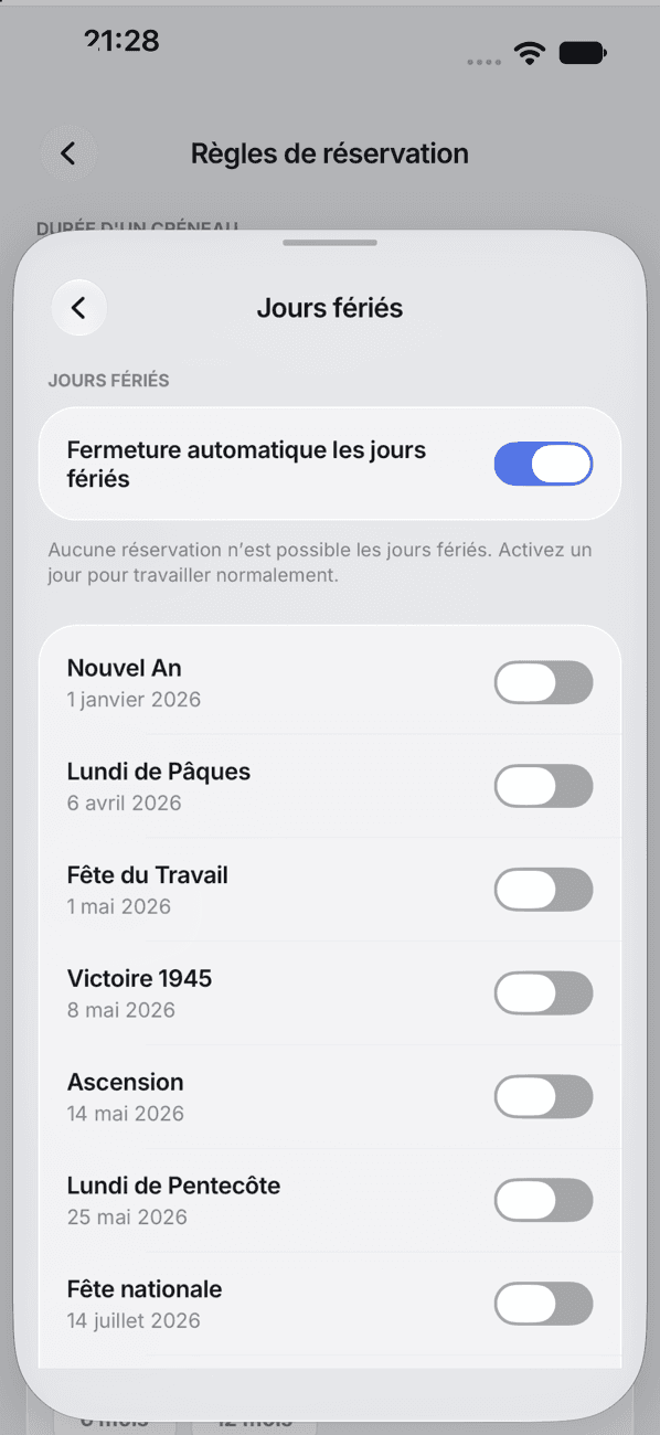 Jours fériés