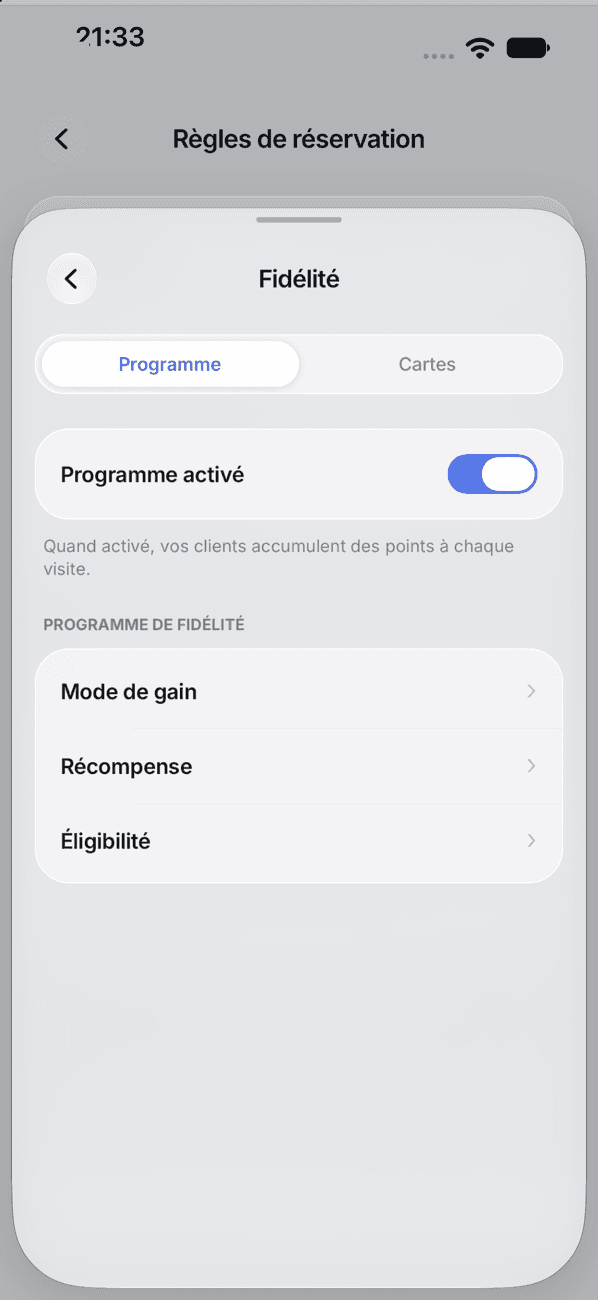 Programme de fidélité
