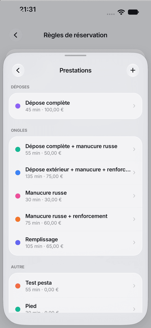 Catalogue des prestations